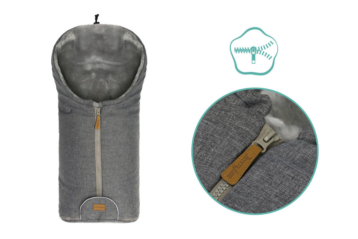 BABYSCHALEN-FUßSACK  - Grau, Basics, Kunststoff/Fell (45/80cm) - Jimmylee