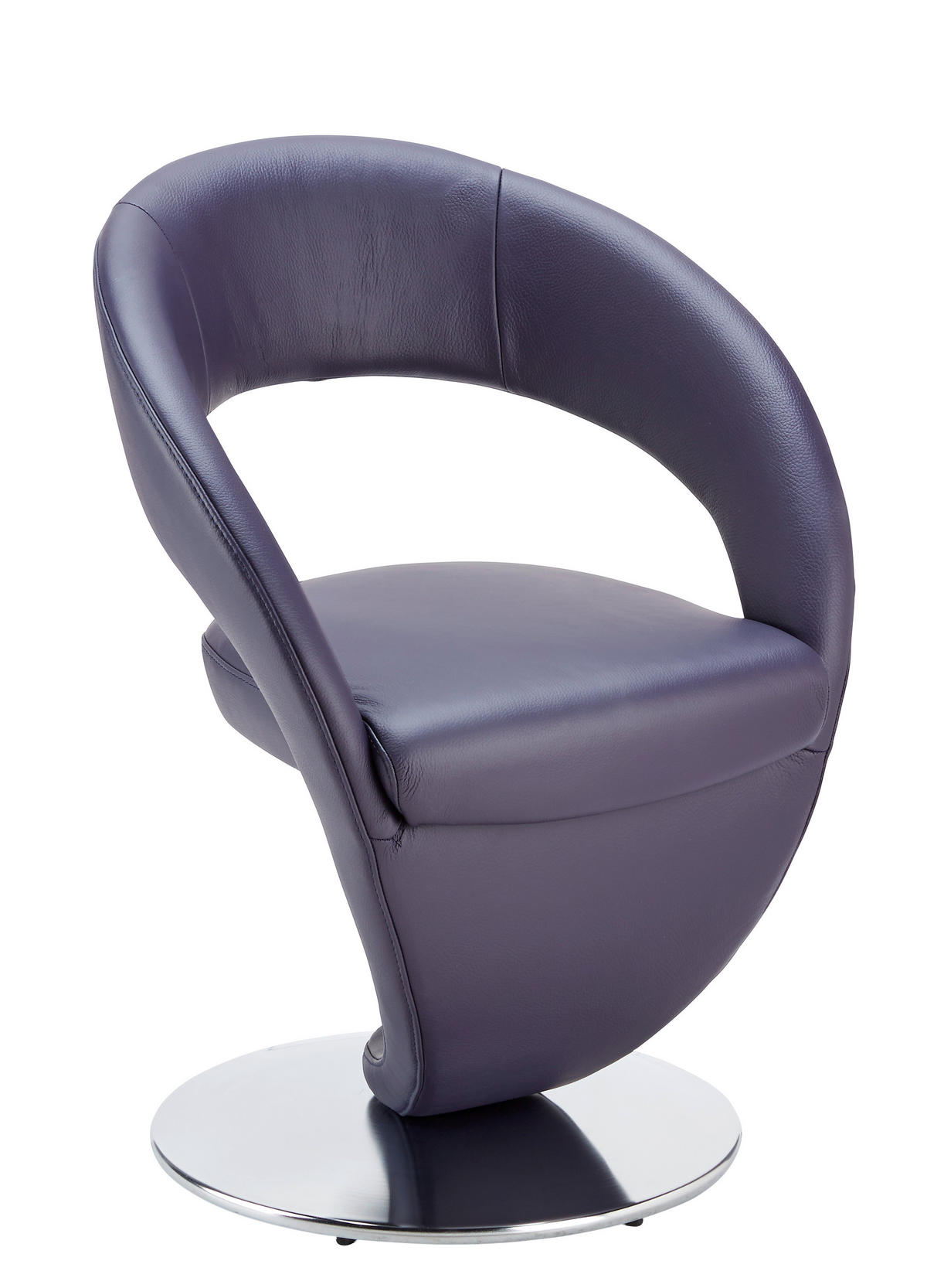 STUHL Echtleder Edelstahlfarben, Brombeere  - Edelstahlfarben/Brombeere, Design, Leder/Metall (62/86/61cm) - Moderano