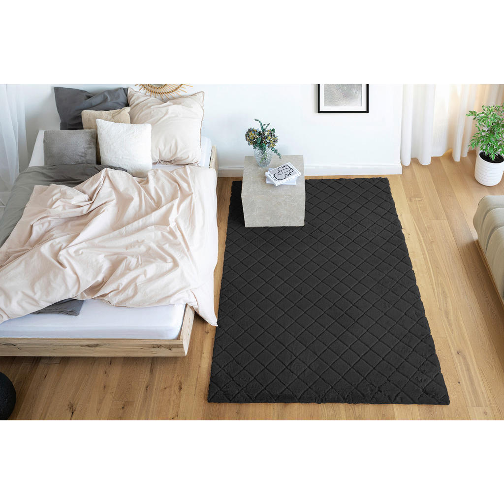 Thumbnail - Novel Hochflorteppich, Schwarz, Textil, Uni, rechteckig, 120x160 cm, pflegeleicht, Teppiche & Böden, Teppiche, Hochflort...