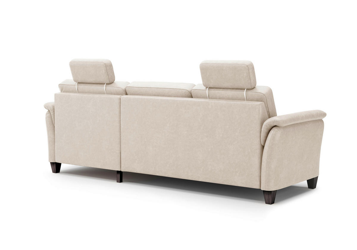 ECKSOFA in Mikrofaser Beige  244/163 cm  - Wengefarben/Beige, KONVENTIONELL, Holz/Textil (244/163cm) - Sit & More