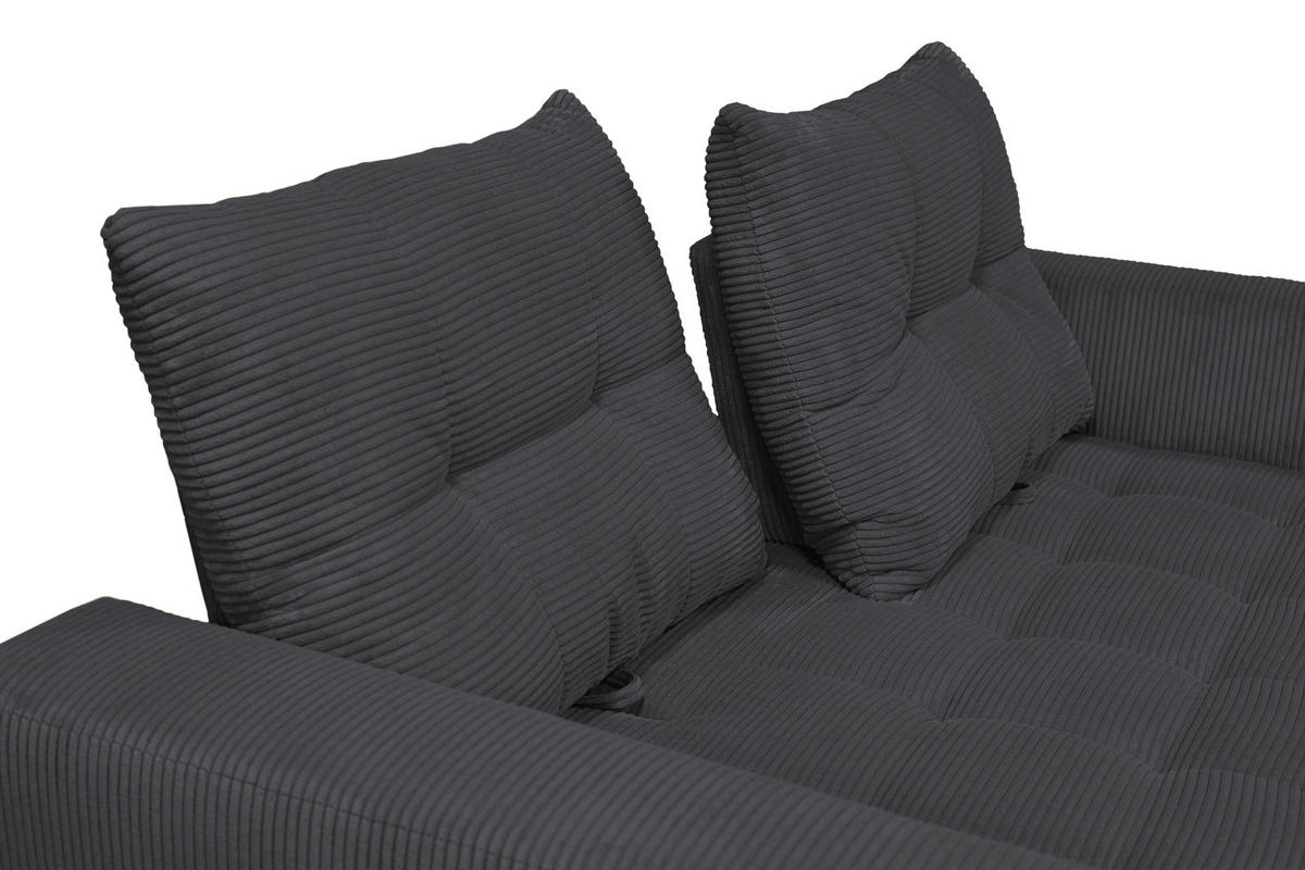 BIGSOFA Cord Anthrazit  - Anthrazit/Schwarz, KONVENTIONELL, Textil/Metall (246/100/116cm) - Carryhome