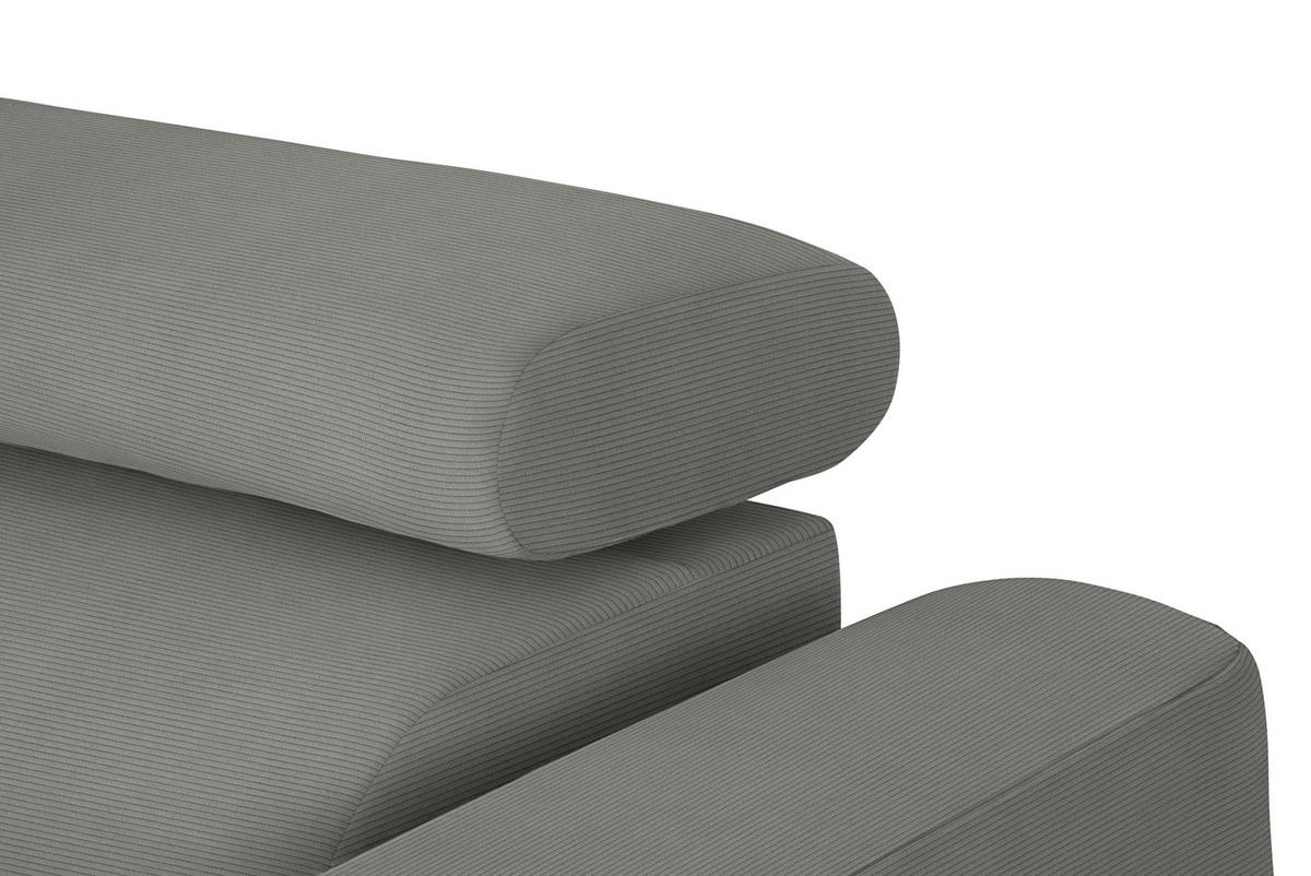 ECKSOFA in Feincord Hellgrau  - Hellgrau/Schwarz, Design, Textil/Metall (205/280cm) - MID.YOU