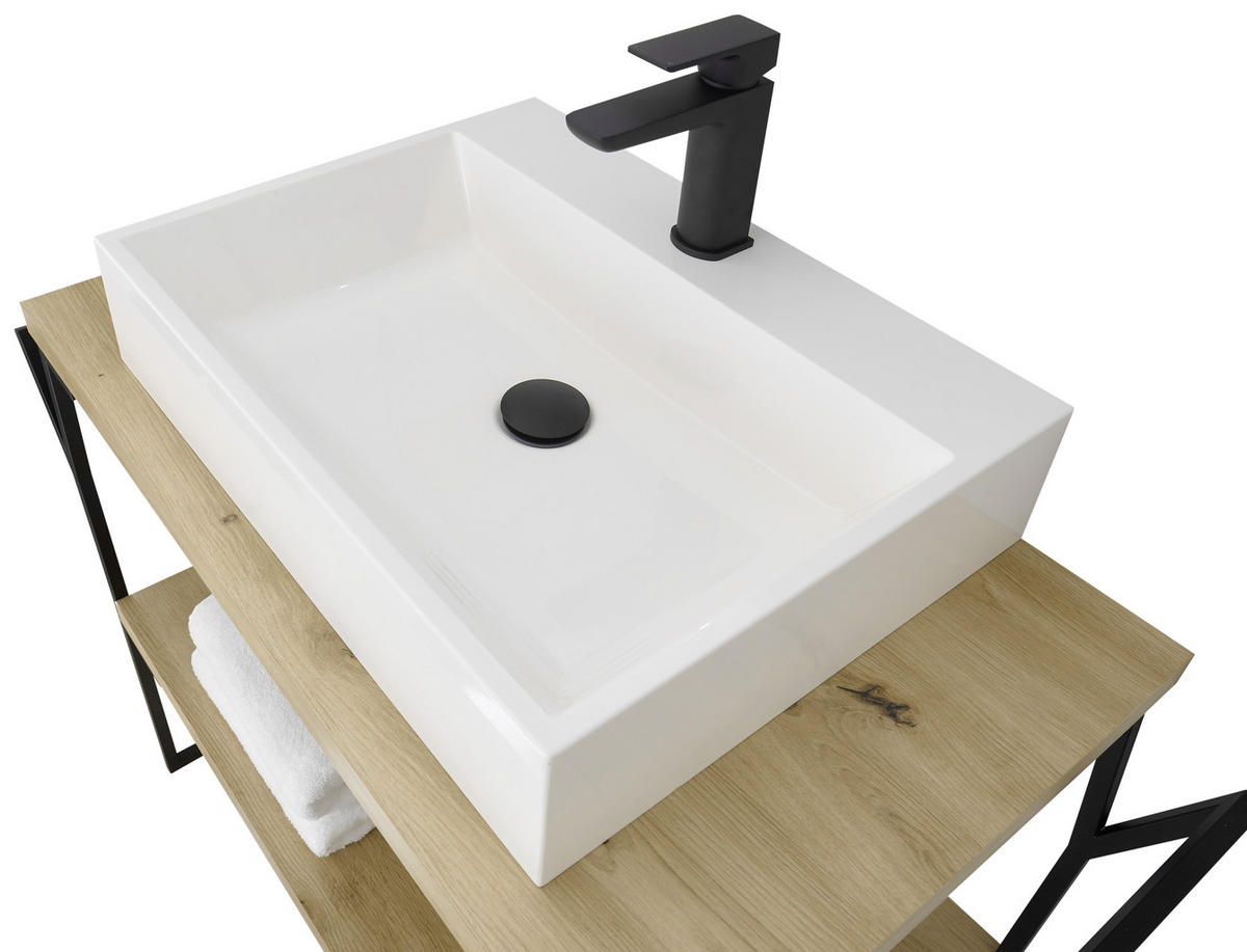 WASCHBECKEN 55/12/42 cm  - Weiß, KONVENTIONELL, Stein (55/12/42cm) - Xora