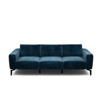 3-SITZER-SOFA Samt Dunkelblau  - Schwarz/Dunkelblau, Design, Textil/Metall (250/86/86-94cm) - SENSOO