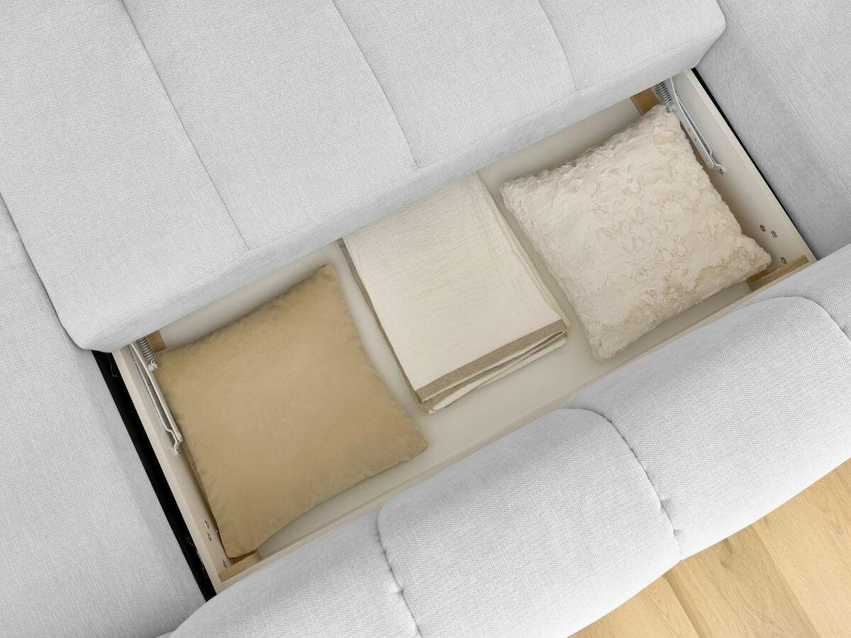 WOHNLANDSCHAFT  FUJI  Hellgrau Leinenoptik  - Hellgrau/Schwarz, MODERN, Kunststoff/Textil (204/377/160cm)