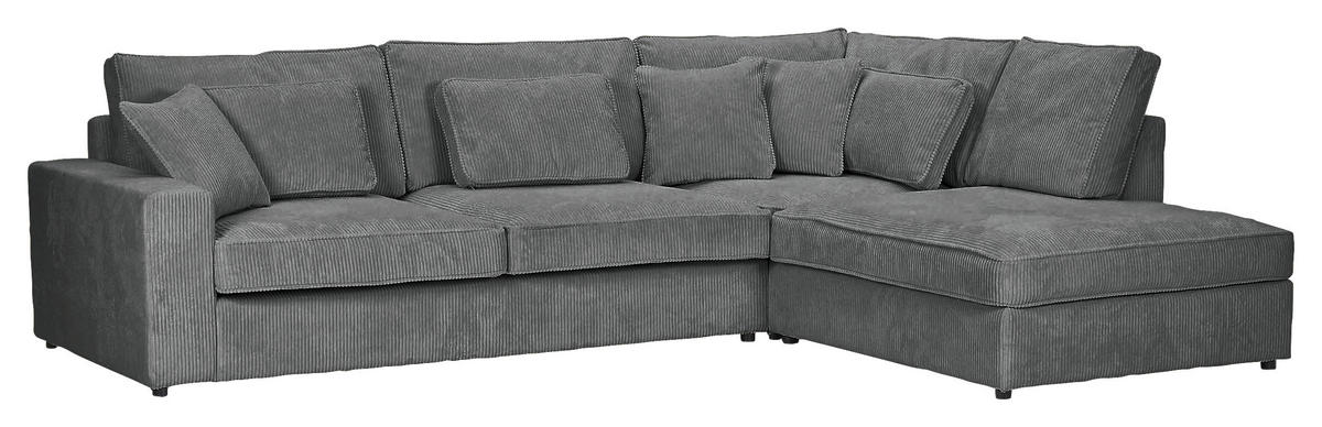 ECKSOFA Dunkelgrau Cord Zierkissen, Rückenkissen, Rücken echt  - Dunkelgrau/Schwarz, MODERN, Kunststoff/Textil (307/228cm) - Carryhome