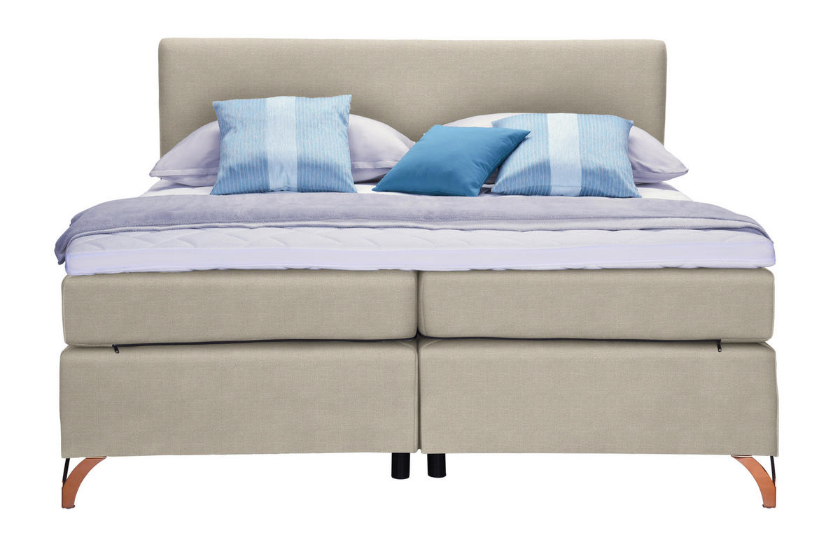 BOXSPRINGBETT 140/200 cm  in Beige  - Beige/Kupferfarben, KONVENTIONELL, Textil/Metall (140/200cm) - Esposa