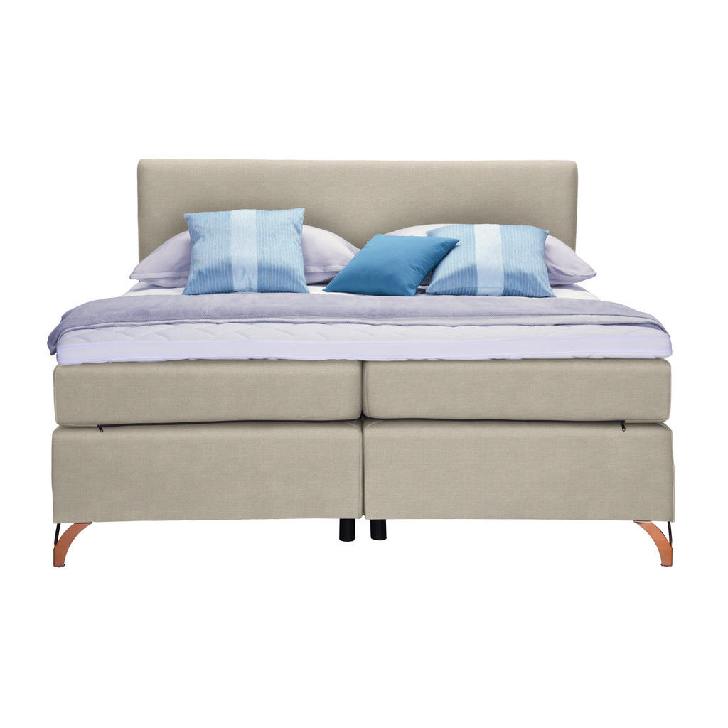 Thumbnail - Esposa Boxspringbett, Beige, Textil, H2 + H3, 7-Zonen, Höhe ca. 18 cm, 140x200 cm, Federkernmatratze, Stoffauswahl, Topp...