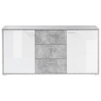 COMODĂ CU UșI 180/87/37 cm  - argintiu/alb, Basics, plastic/material pe bază de lemn (180/87/37cm)