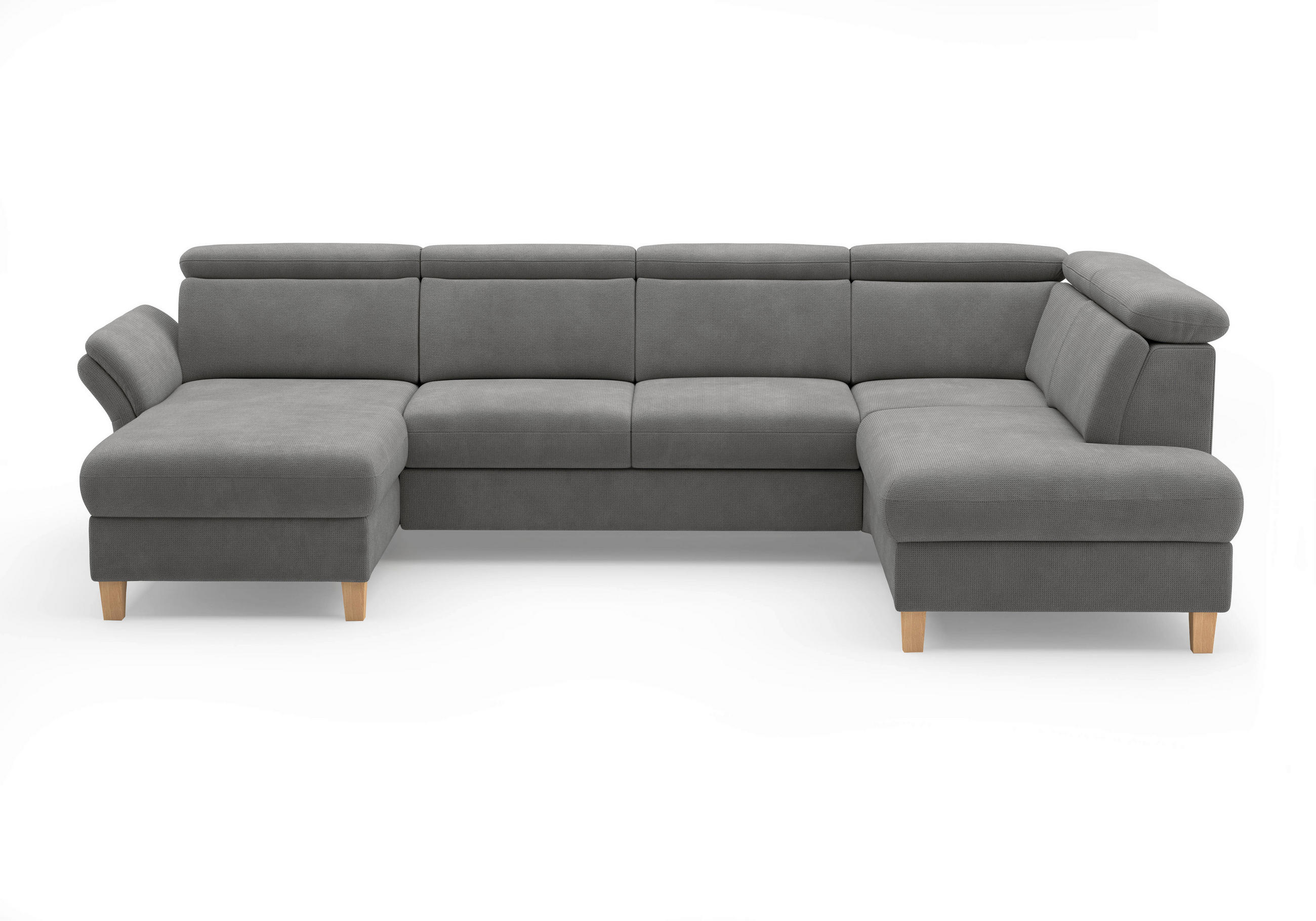 WOHNLANDSCHAFT GLENDALE E Grau Flachgewebe  - Eichefarben/Grau, KONVENTIONELL, Holz/Textil (166/321/193cm) - Sit & More