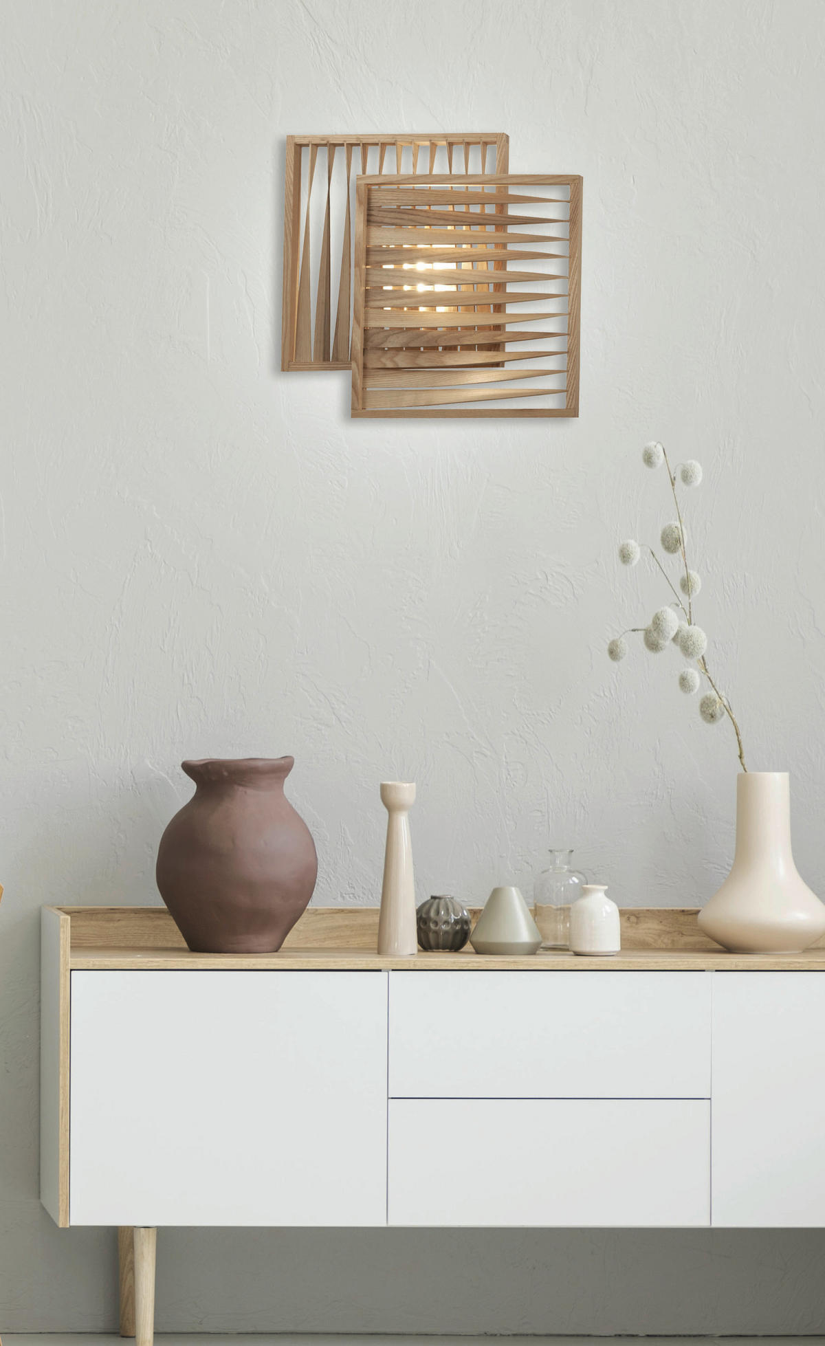 LED-WANDLEUCHTE Loft 43/39/8 cm   - Weiß, Design, Holz/Metall (43/39/8cm) - Fabas Luce
