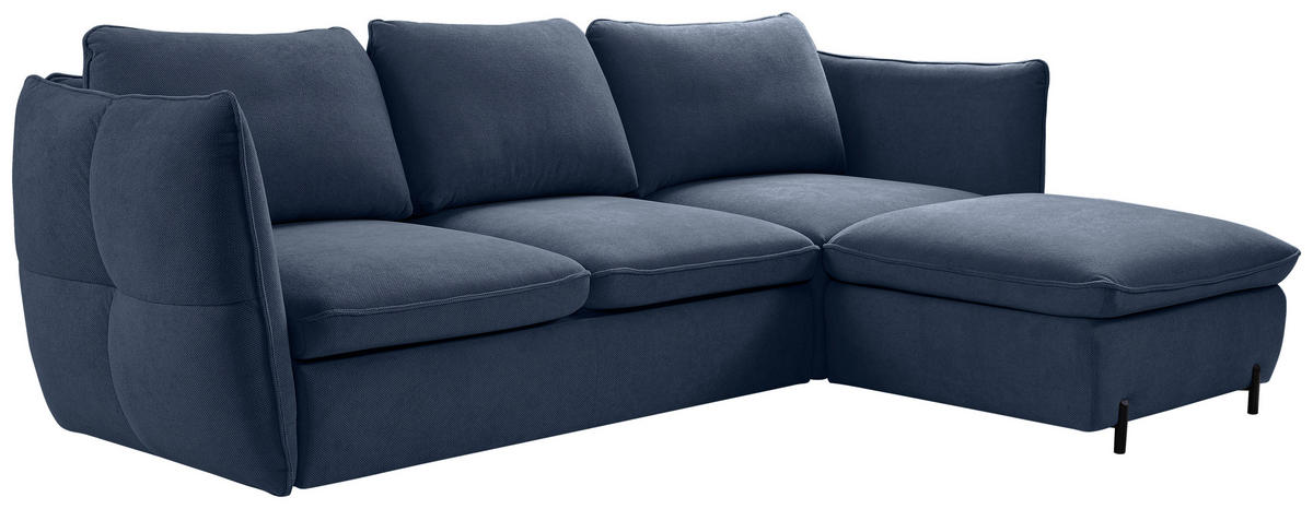ECKSOFA in Blau  - Blau/Schwarz, Modern, Textil/Metall (262/178cm) - MID.YOU