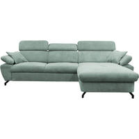ECKSOFA OMEGA in Chenille Mintgrün  280/186 cm  - Schwarz/Mintgrün, Design, Textil/Metall (280/186cm) - MID.YOU