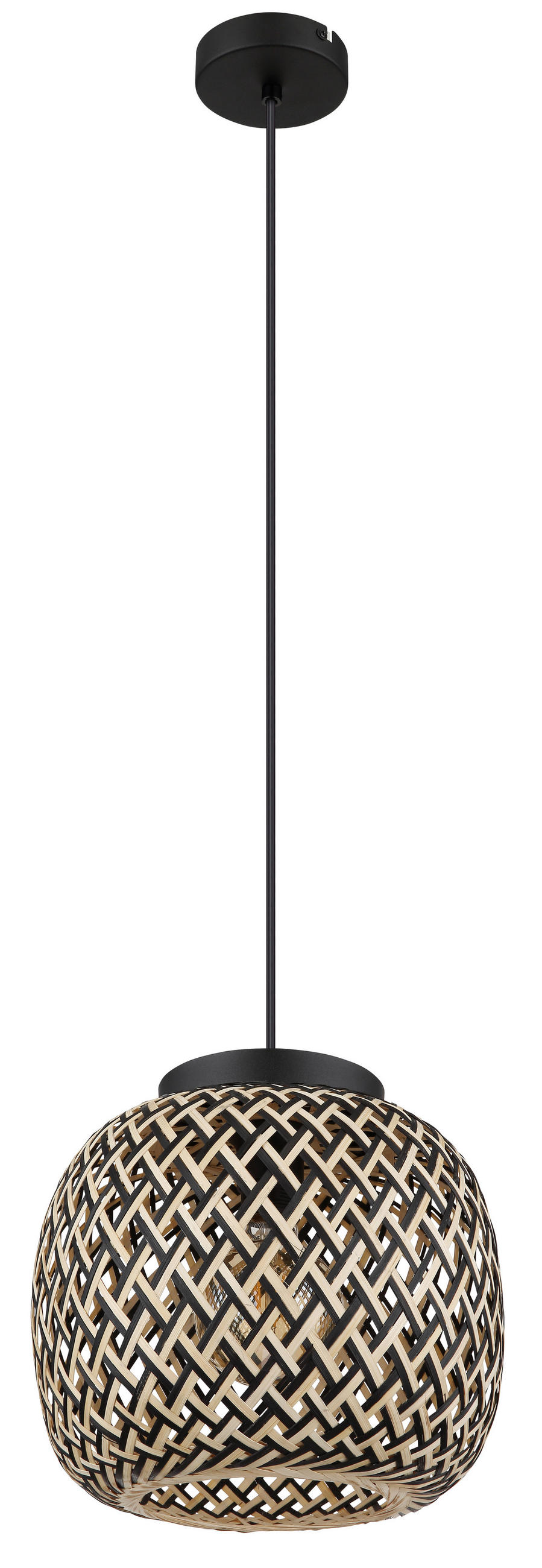 HÄNGLAMPA 30/120 cm  - svart/naturfärgad, Natur, metall/plast (30/120cm) - Globo