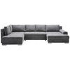 WOHNLANDSCHAFT Dunkelgrau Velours  - Chromfarben/Dunkelgrau, KONVENTIONELL, Kunststoff/Textil (198/363/170cm) - Hom`in