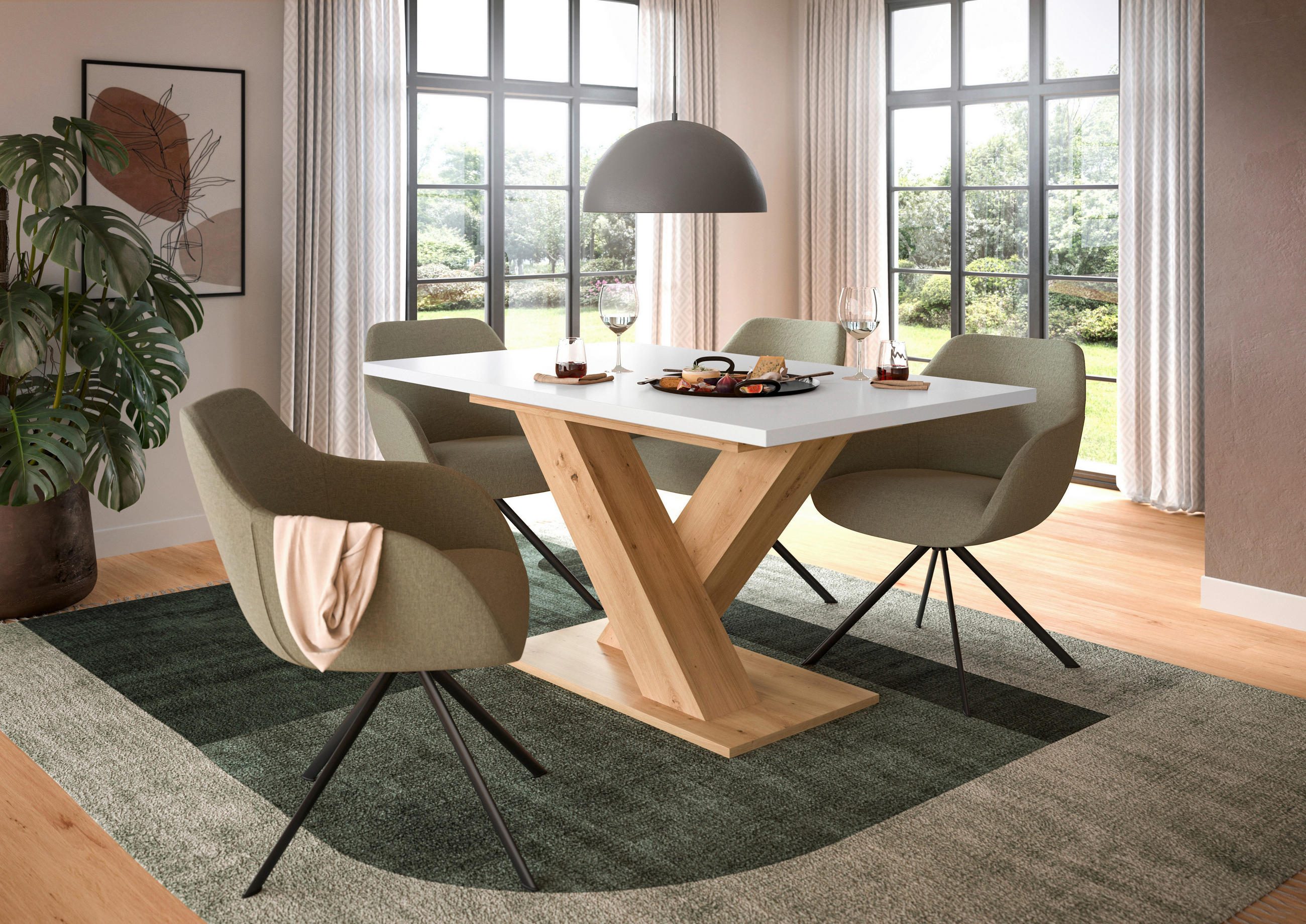 AUSZIEHTISCH Weiß rechteckig  ausziehbar  - Eiche Artisan/Weiß, KONVENTIONELL, Holzwerkstoff (150-190/76/90cm)
