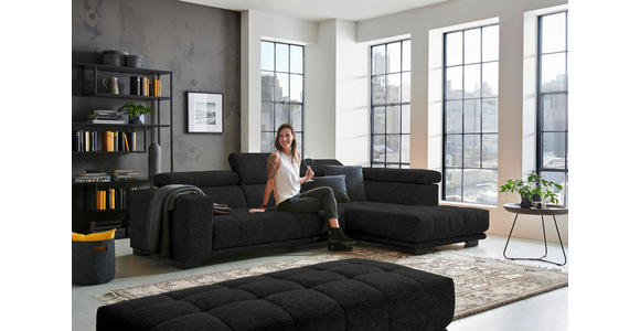 ECKSOFA  in Mikrofaser Anthrazit  301/207 cm  - Anthrazit/Schwarz, Design, Textil/Metall (301/207cm) - Xora