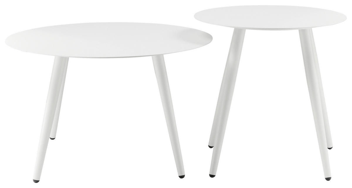 COUCHTISCHSET in Metall 45-60/45-60/38-45,5 cm  - Weiss, Design, Metall (45-60/45-60/38-45,5cm) - Carryhome