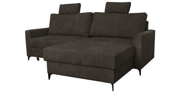 ECKSOFA Mokka Struktur  - Schwarz/Mokka, KONVENTIONELL, Textil/Metall (230/164cm) - Carryhome