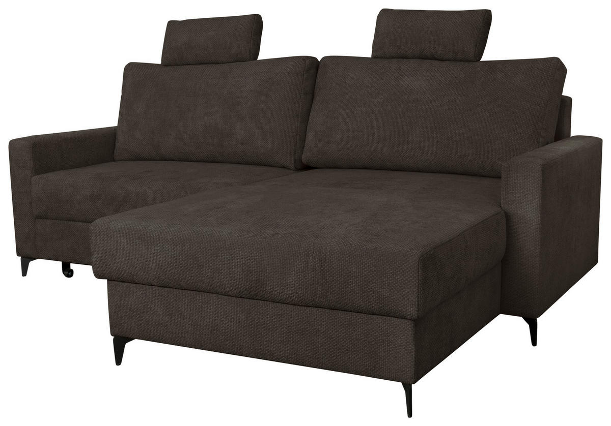 ECKSOFA Mokka Struktur  - Schwarz/Mokka, KONVENTIONELL, Textil/Metall (230/164cm) - Carryhome