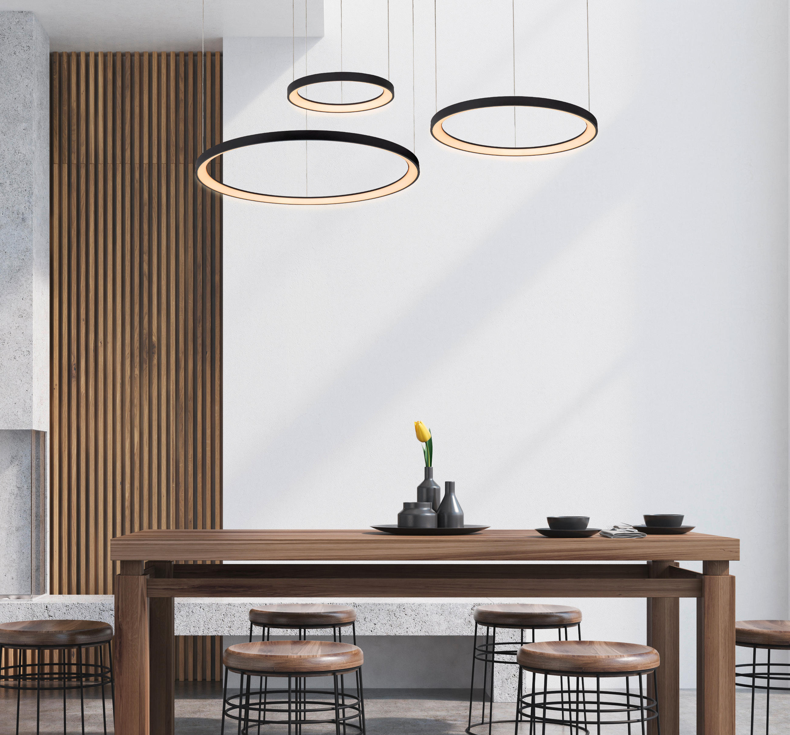 LED-PENDELLEUCHTE  - Schwarz, Design, Kunststoff (78/78/200cm) - Lucide