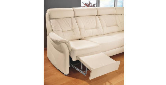 WOHNLANDSCHAFT in Leder Weiß - Alufarben/Weiß, KONVENTIONELL, Leder/Metall (298/245cm) - Cantus