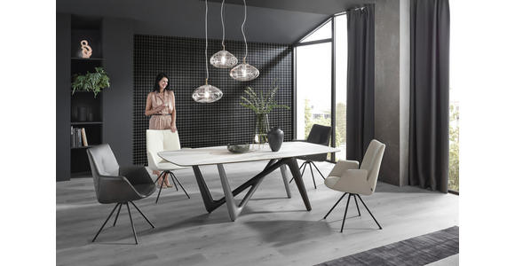 ESSTISCH 220/110/75 cm Kunststoff, Keramik Anthrazit, Grau, Weiß, Beige oval  - Anthrazit/Beige, Design, Keramik/Kunststoff (220/110/75cm) - Dieter Knoll