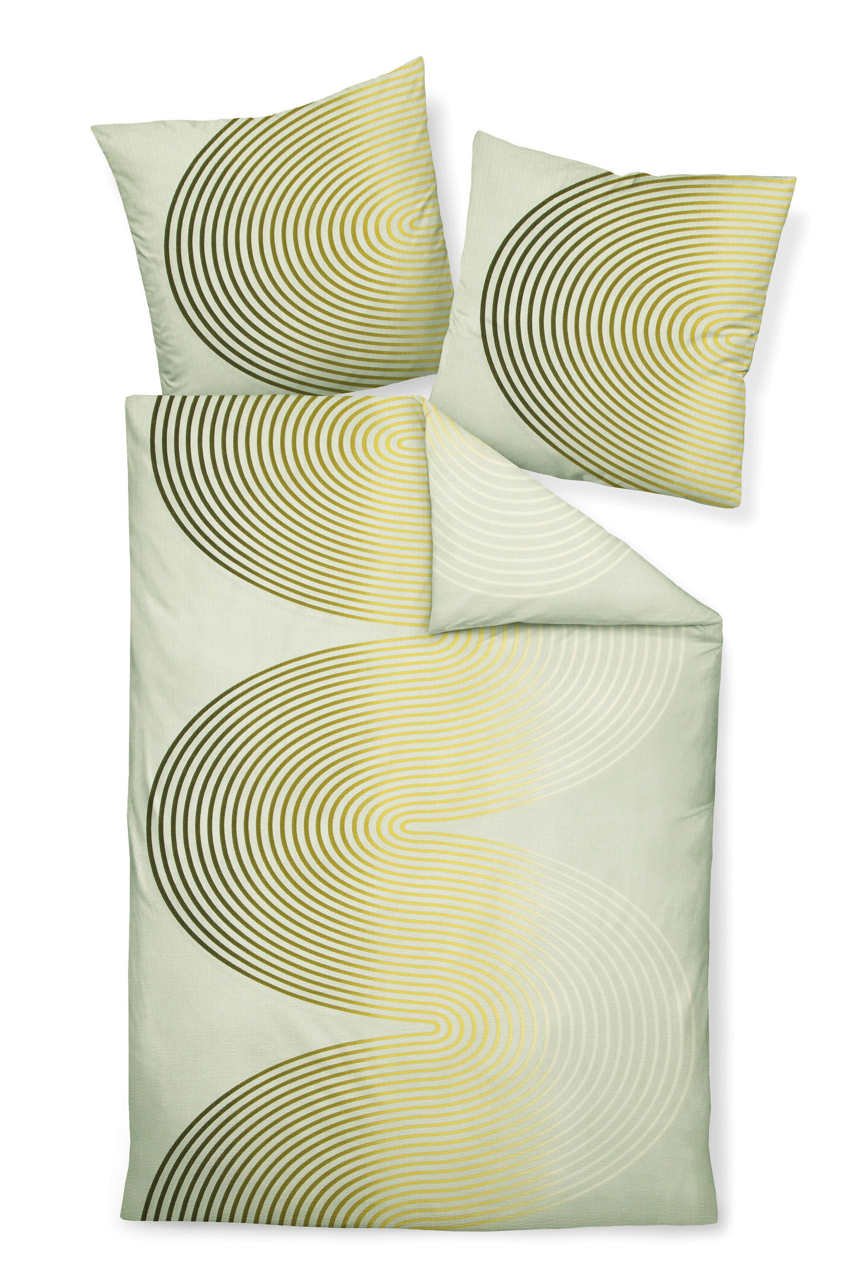 BETTWÄSCHE Seersucker 135/200 cm  - Currygelb/Olivgrün, Basics, Textil (135/200cm) - Janine