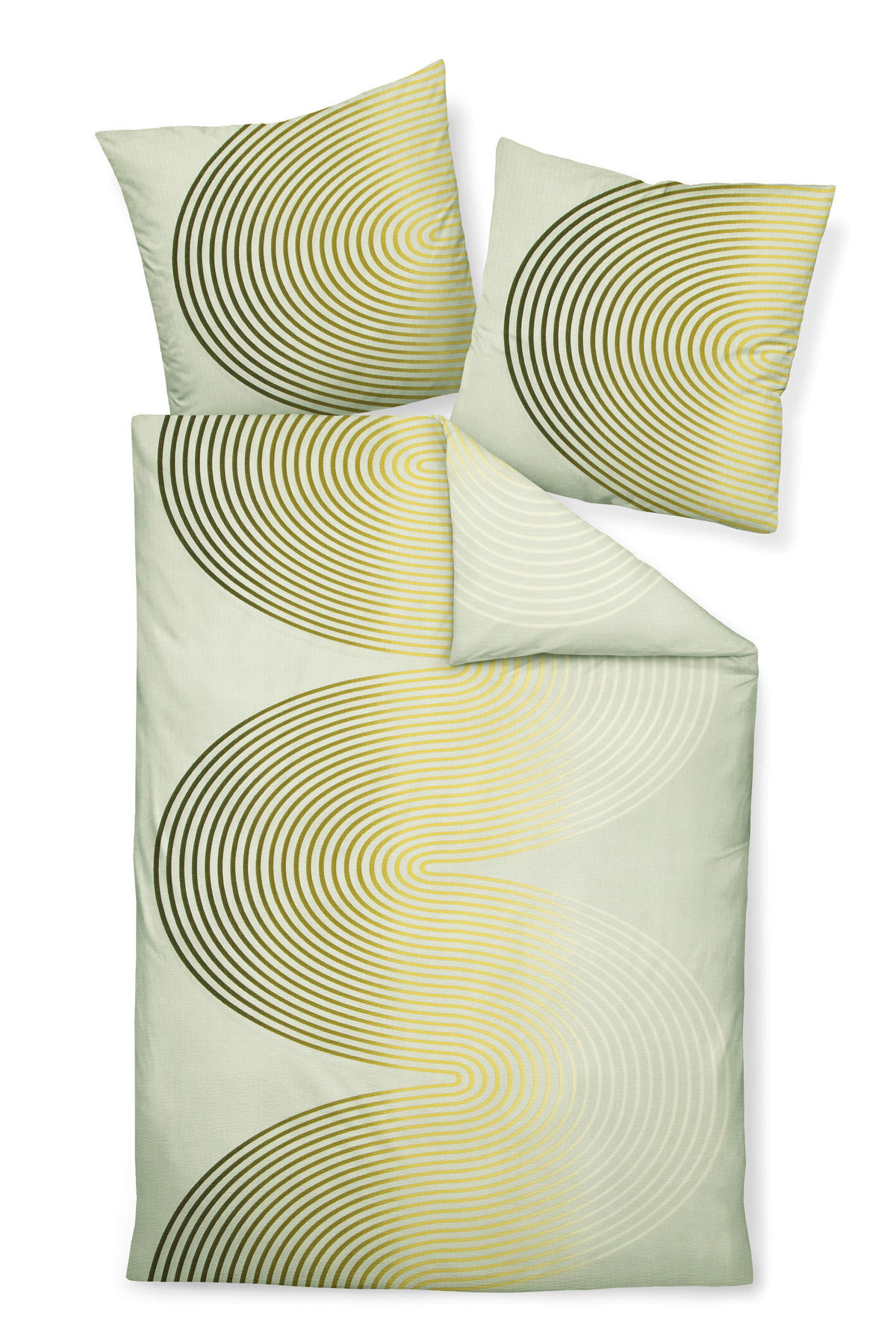 BETTWÄSCHE Seersucker 135/200 cm  - Currygelb/Olivgrün, Basics, Textil (135/200cm) - Janine