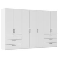 DREHTÜRENSCHRANK 350/235/61 cm,  in Weiß, 7 Tür(en)  - Edelstahlfarben/Weiß, Basics, Holzwerkstoff/Metall (350/235/61cm) - Novel