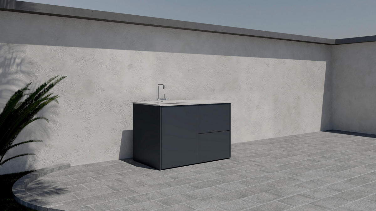 OUTDOORKÜCHE  - Sandfarben/Anthrazit, Basics, Keramik/Metall (134/92,5-98,5/63,3cm) - Dieter Knoll