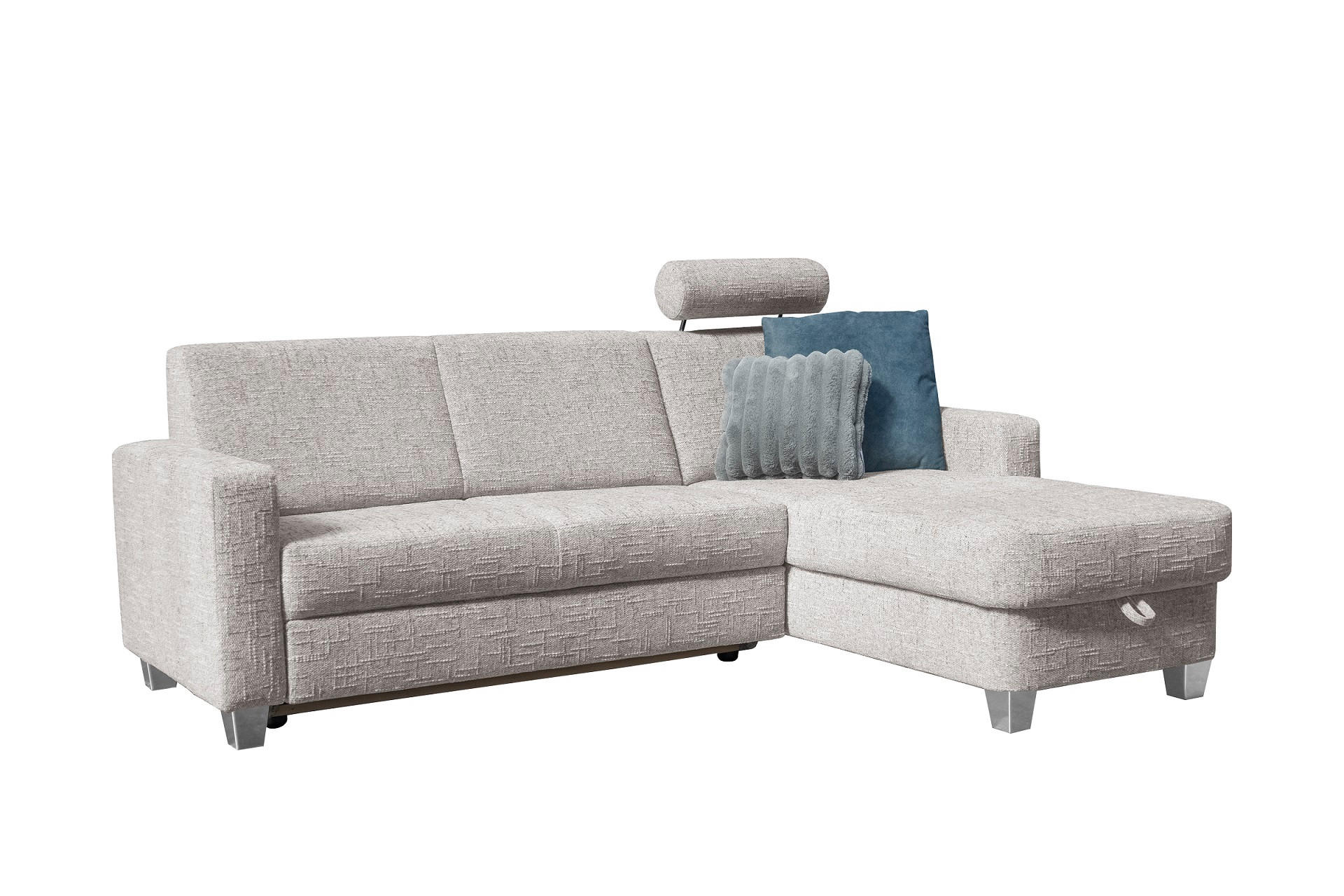 SAROKGARNITÚRA textil szürke  - krómszínű/szürke, Basics, műanyag/textil (228/165cm) - Xora