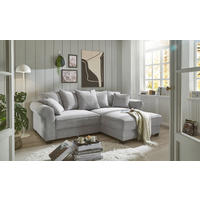 ECKSOFA in Cord Hellgrau  255/185 cm  - Hellgrau/Schwarz, KONVENTIONELL, Kunststoff/Textil (255/185cm) - MID.YOU