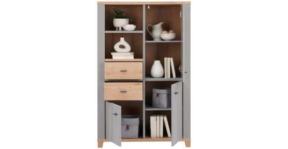 HIGHBOARD Grau, Eiche Artisan Einlegeböden  - Graphitfarben/Eiche Artisan, Basics, Holzwerkstoff/Kunststoff (95/148/40cm) - Hom`in