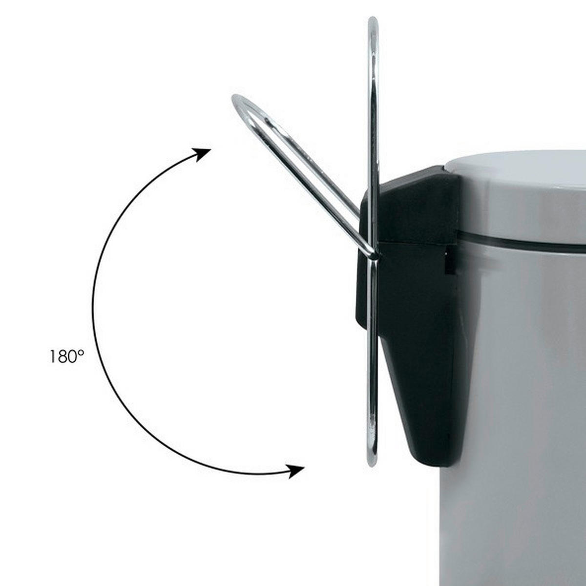 TRETEIMER 3 l  Metall  - Hellgrau/Schwarz, Basics, Kunststoff/Metall (17/25cm)