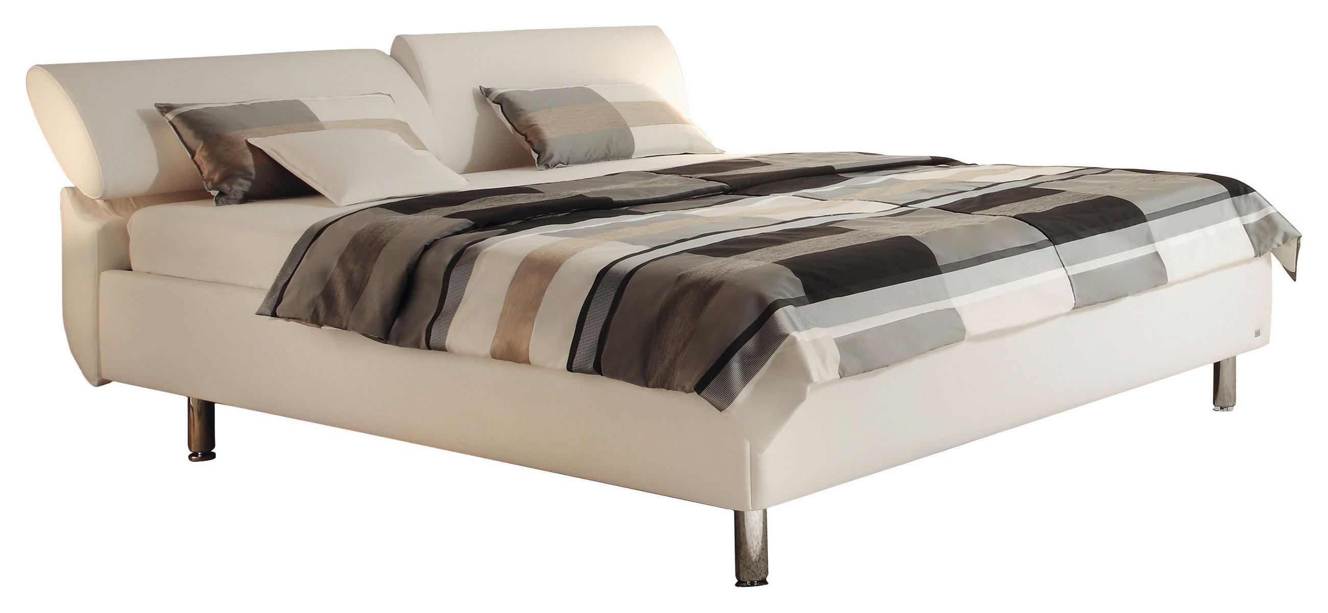 POLSTERBETT gepolstertes Kopfteil, Lattenroste, Matratzen, Kopfteilverstellung Weiß 200/200 cm  - Chromfarben/Weiß, Basics, Holzwerkstoff/Textil (200/200cm) - RUF Betten