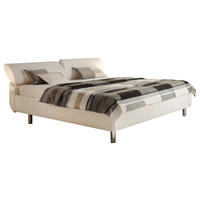 POLSTERBETT 200/200 cm,  in Weiß, gepolstertes Kopfteil, Lattenroste, Matratzen, Kopfteilverstellung, unterschiedliche Matratzenhärtegrade je Bettseite, H2 + H3 = mittel + fest  - Chromfarben/Weiß, Basics, Holzwerkstoff/Textil (200/200cm) - RUF Betten