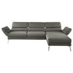 ECKSOFA Graphitfarben Mikrofaser  - Chromfarben/Graphitfarben, Design, Textil/Metall (273-327/176-217cm) - Dieter Knoll