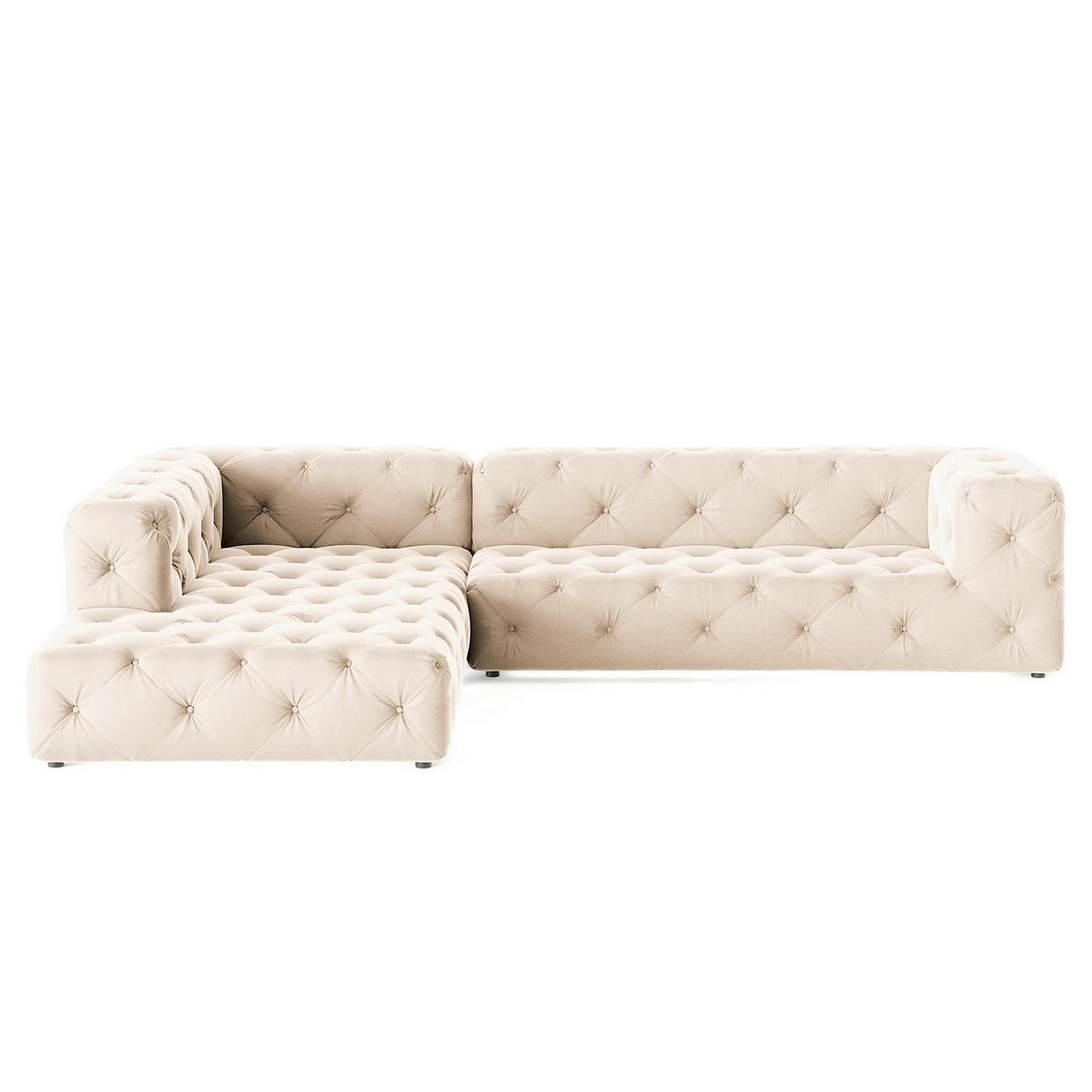 ECKSOFA Fresco in Samt Creme  228/325 cm  - Creme/Schwarz, Design, Kunststoff/Textil (228/325cm) - P & B
