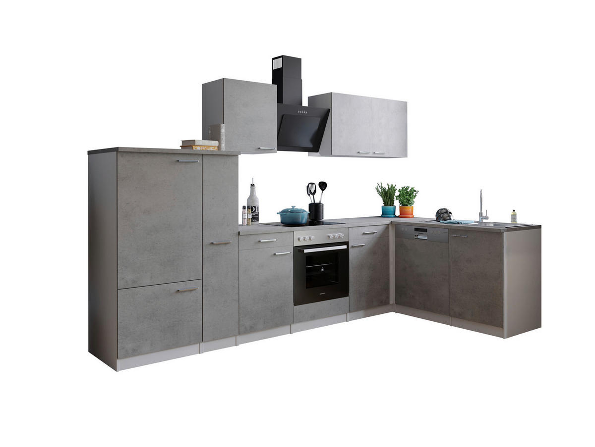 HÖRNKÖK 310/172 cm  i grå, vit  - stålfärgad/vit, Basics, metall/trämaterial (310/172cm) - Respekta