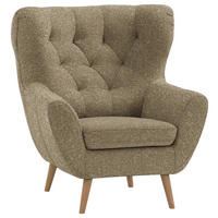OHRENSESSEL in Webstoff Olivgrün  - Eichefarben/Olivgrün, Design, Holz/Textil (87/101/95cm) - Stylife