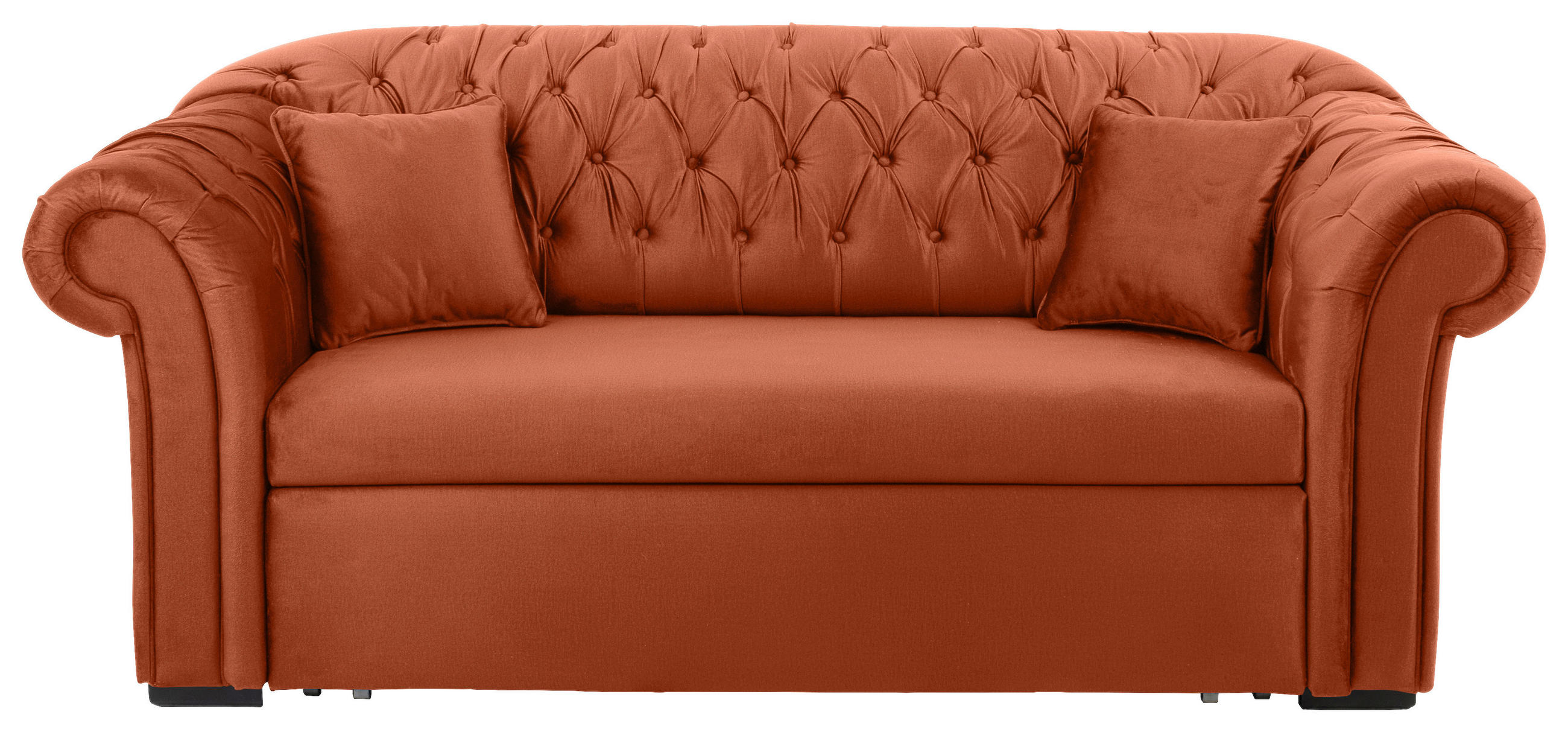 SCHLAFSOFA Velours Rostfarben  inkl.  - Rostfarben/Schwarz, Design, Holz/Textil (213/86/99cm) - MID.YOU