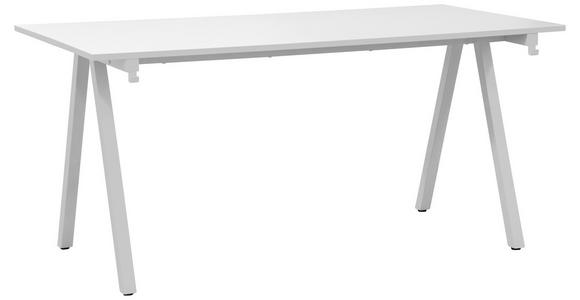 SCHREIBTISCH 160/80/75 cm  in Weiß  - Weiß, MODERN, Holzwerkstoff/Metall (160/80/75cm) - Carryhome