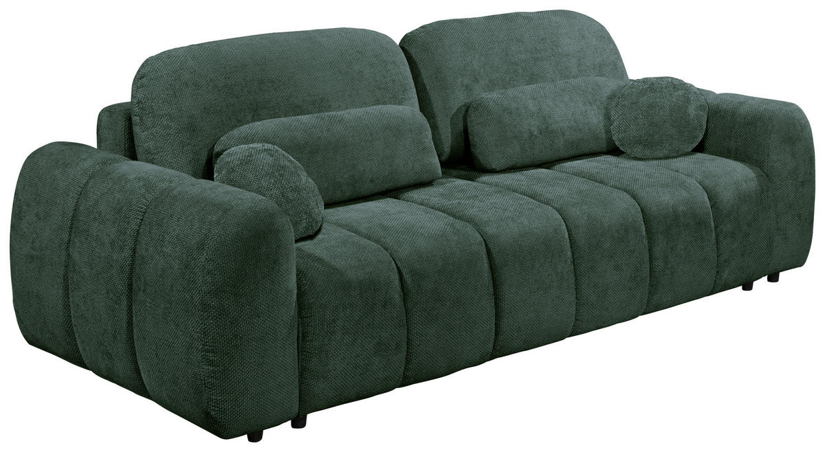 SCHLAFSOFA in Webstoff Dunkelgrün  - Dunkelgrün/Schwarz, Design, Kunststoff/Textil (256/76/112cm) - MID.YOU