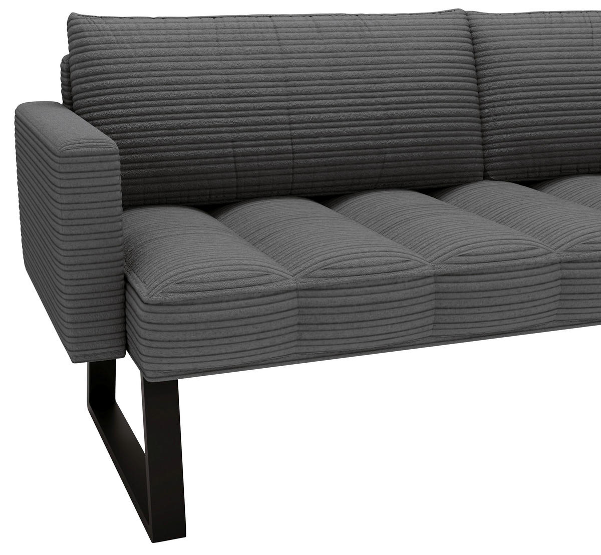 SITZBANK 200/88/69 cm Struktur Anthrazit Metall  - Anthrazit/Schwarz, Design, Textil/Metall (200/88/69cm) - Valdera