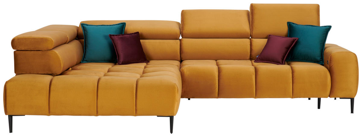 ROHOVÁ SEDACIA SÚPRAVA, textil, kari žltá - čierna/kari žltá, Design, kov/textil (216/300cm) - Welnova
