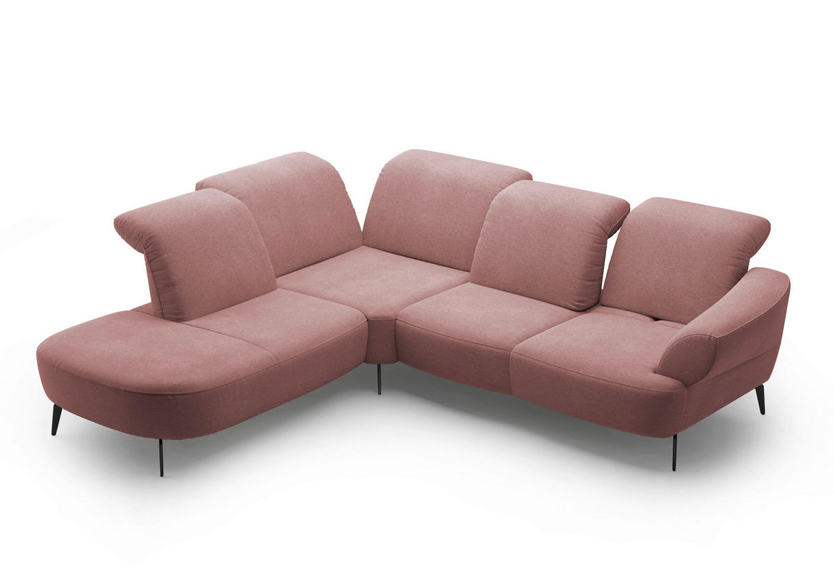 ECKSOFA in Mikrofaser Altrosa  - Schwarz/Altrosa, Modern, Textil/Metall (270/302cm) - Sit & More