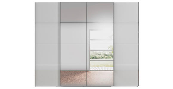 SCHWEBETÜRENSCHRANK 271/223/68 cm 4-türig Weiß, Seidengrau  - Chromfarben/Seidengrau, Design, Glas/Holzwerkstoff (271/223/68cm) - Novel