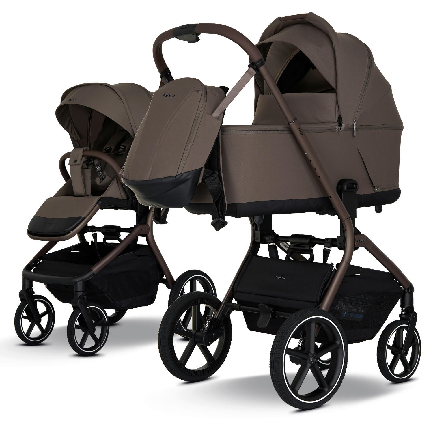 KOMBIKINDERWAGEN MAVI 2in1  - Mokka, Trend, Textil/Metall (92/55/110.5cm) - My Junior