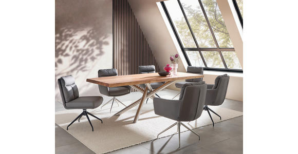 ARMLEHNSTUHL  in Edelstahl Mikrofaser  - Edelstahlfarben/Grau, Design, Textil/Metall (62/89,5/65cm) - Novel